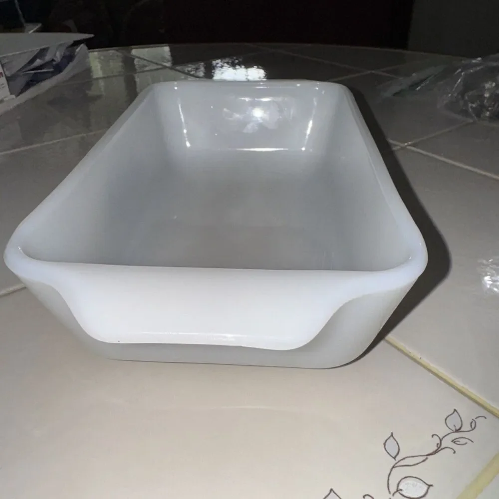 Vintage Anchor Hocking/Fire King Milk Glass -Cornflower 1 qt, Loaf Pan #441